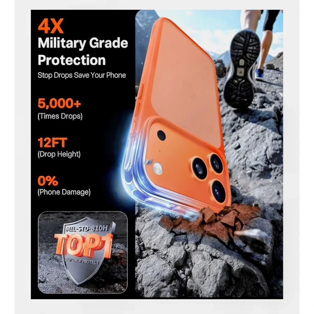 TORRAS Shockproof iPhone 17 Pro Case Cosmic Orange Military Grade 12FT Drop